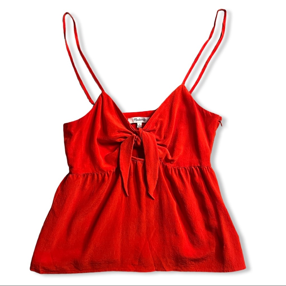 Madewell Silk Tie Keyhole Cami Top Red - 2